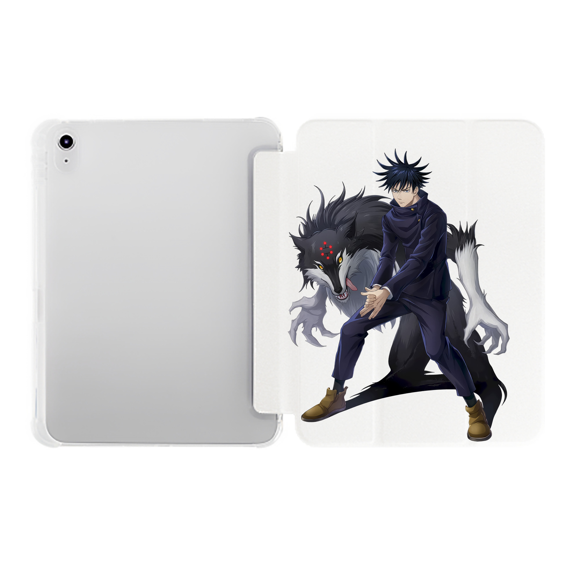 （画像用） 呪術廻戦 Jujutsu Kaisen IPad ケース ペン収納付き 三つ折りスタンド PUレザー×シリコン 対応機種9.5/10.5/10.9インチ